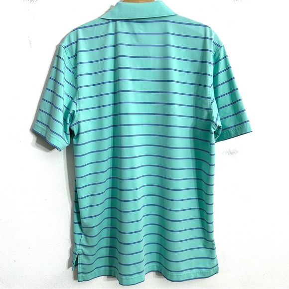 Peter Millar Summer Comfort E4 Performance Polo Shirt Aqua Blue Golf EUC size M - Picture 8 of 9